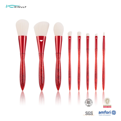 Grupo de escova cosmético da virola de alumínio profissional plástica vermelha dos jogos da escova da composição do punho